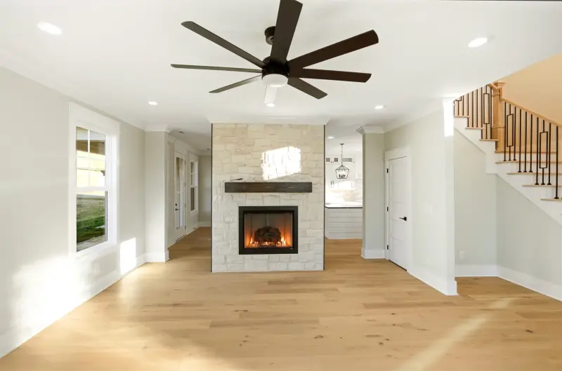 Stone fireplace