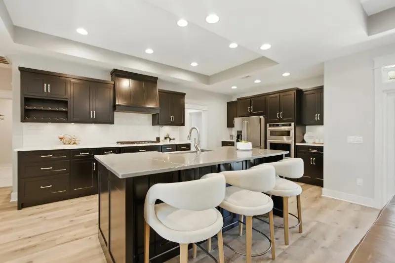 Kitchen and island