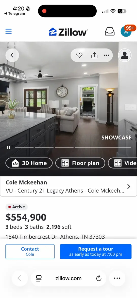 Zillow Showcase tour on a phone